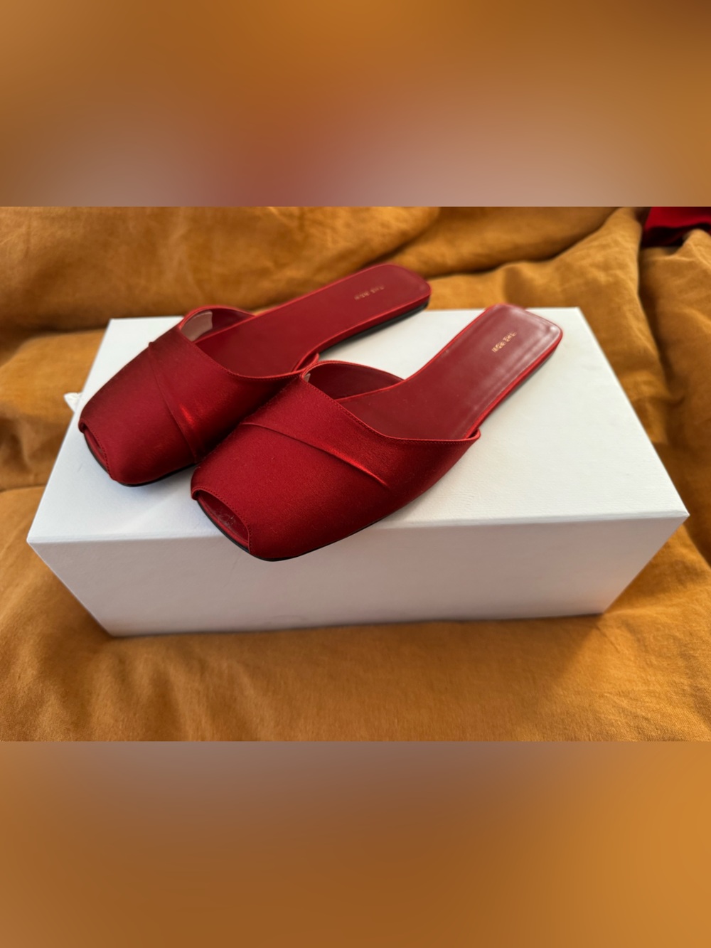 Women's Red Satin Slide Sandals